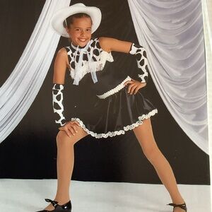 Dance Class Black and White Cow-Print Fringe Dance Outfit